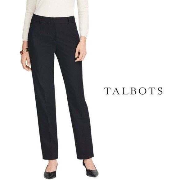 Talbots Women's Mid Rise Signature Style Crepe Stretch Pants Black‎ Size 18 WP - Picture 1 of 14